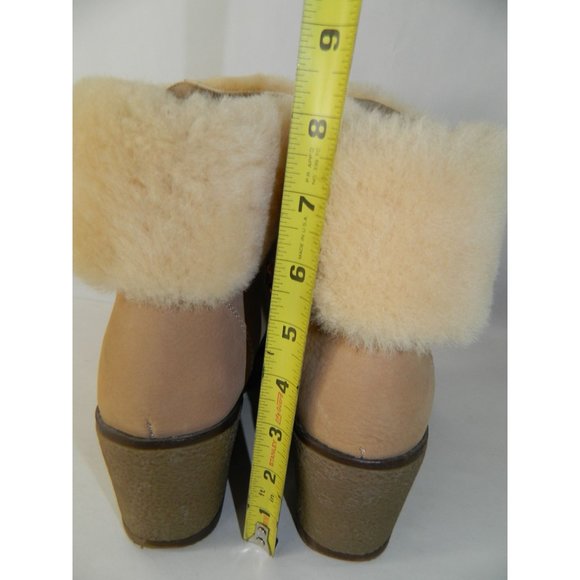 J. Crew 9M Shoes Nordic Wedge Boots Snow Bootie Leather Fur Nude Beige Rose Lace - Picture 8 of 16